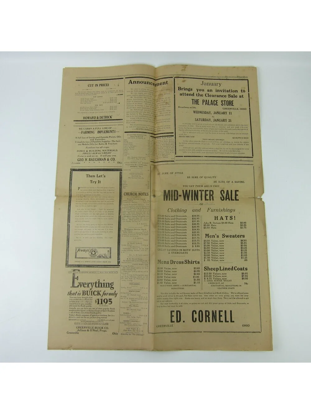 The Ansonian Newspaper Ansonia Darke County Ohio Thursday Jan 1928 Antique RARE